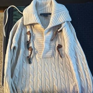 Ralph Lauren Sport Cream Cable Knit Sweater with Toggles - SIZE MEDIUM